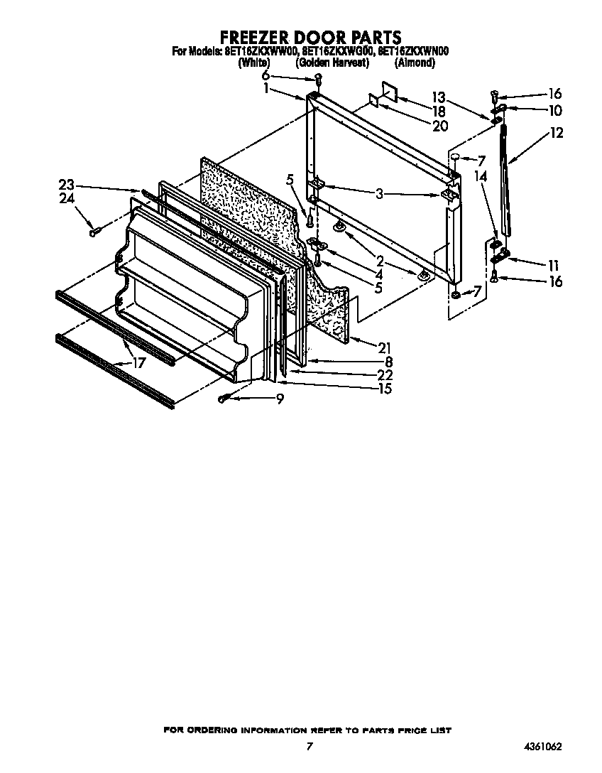 Whirlpool 8ET16ZKXWW00 freezer door diagram