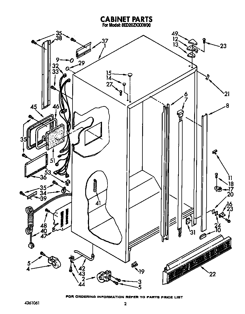 Whirlpool 8ED20ZKXXW00 cabinet diagram