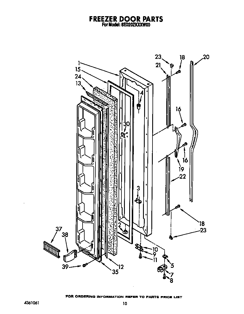 Whirlpool 8ED20ZKXXW00 freezer door diagram
