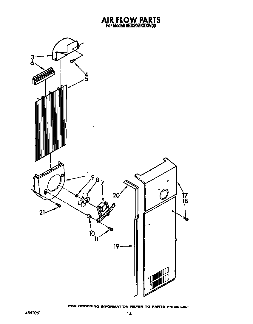 Whirlpool 8ED20ZKXXW00 air flow diagram