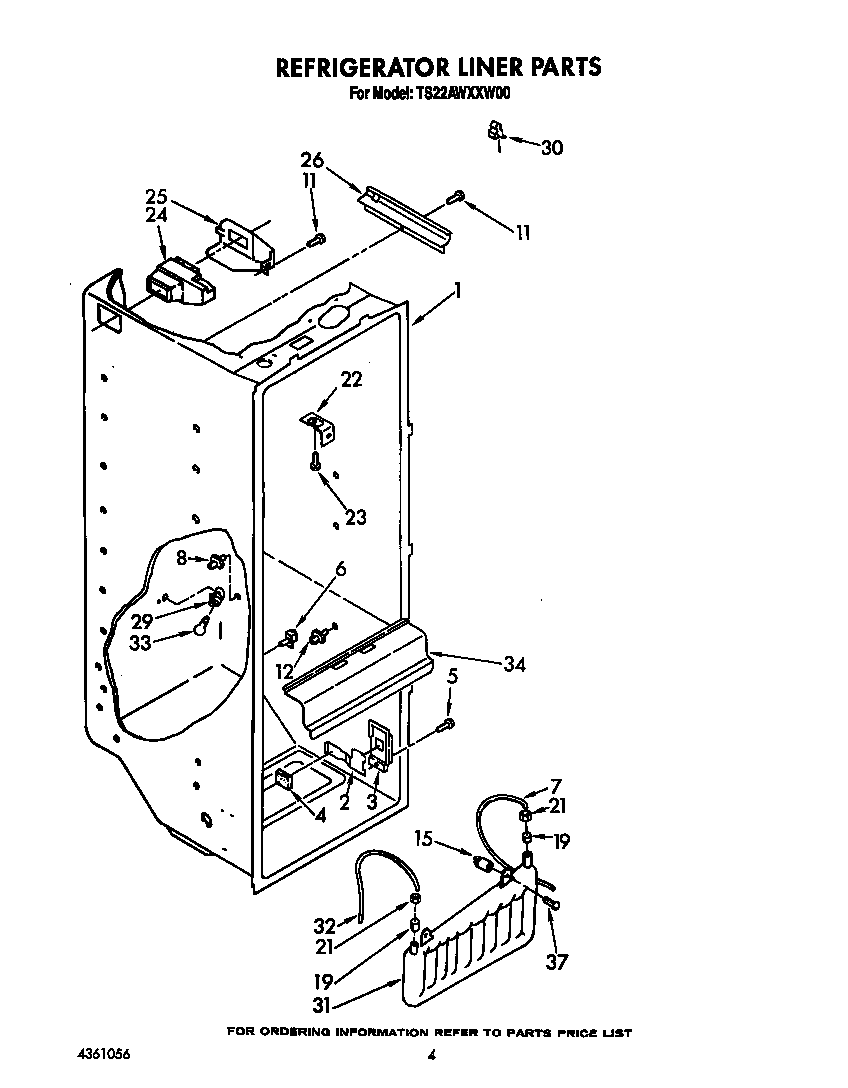 Whirlpool TS22AWXXW00 refrigerator liner diagram