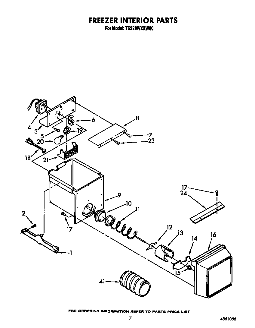 Whirlpool TS22AWXXW00 freezer interior diagram
