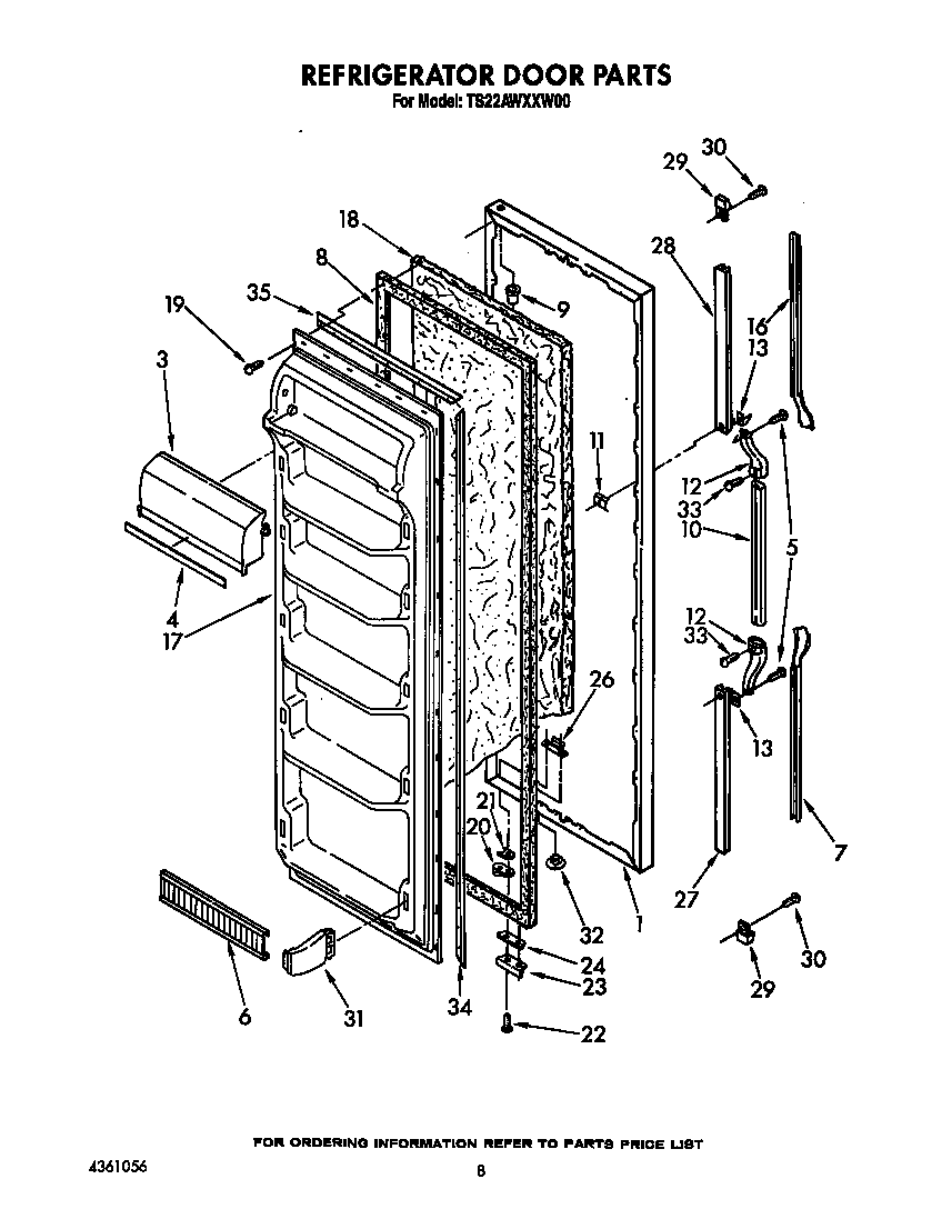 Whirlpool TS22AWXXW00 refrigerator door diagram