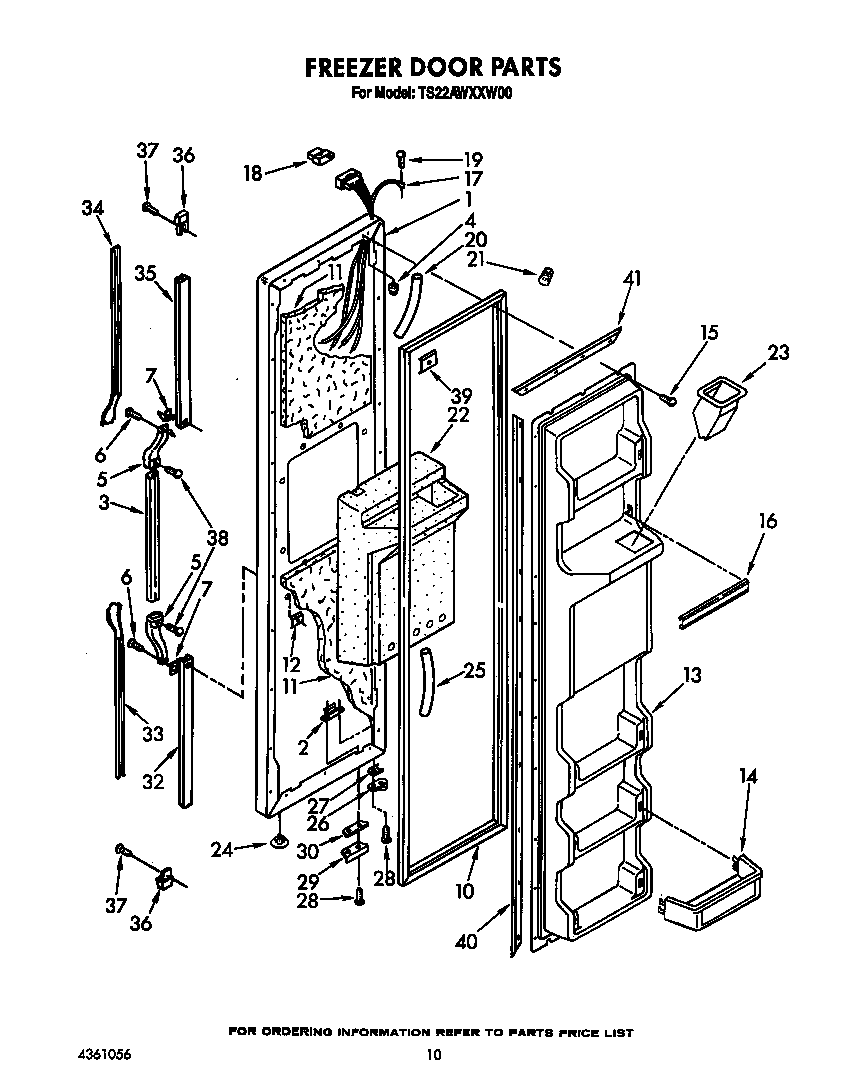 Whirlpool TS22AWXXW00 freezer door diagram