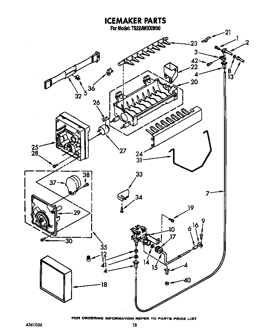 Whirlpool TS22AWXXW00 icemaker diagram