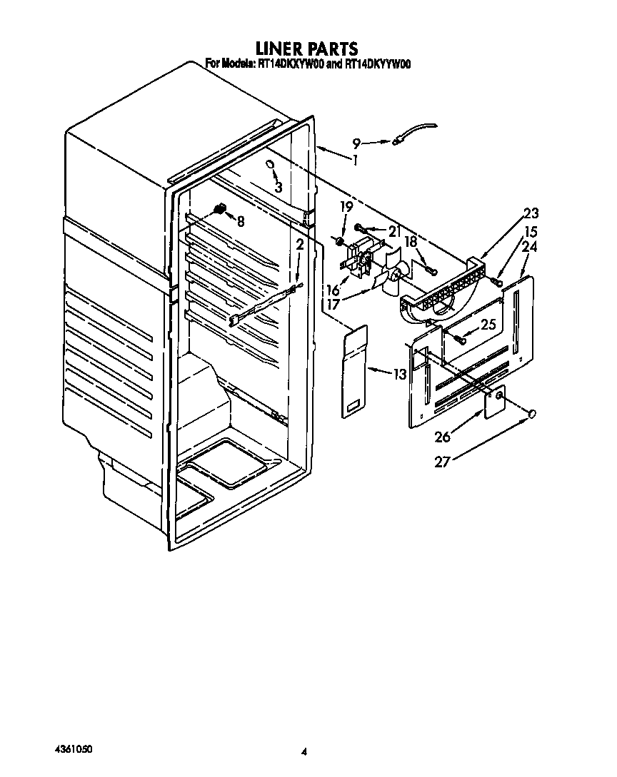 Roper RT14DKXYW00 liner diagram