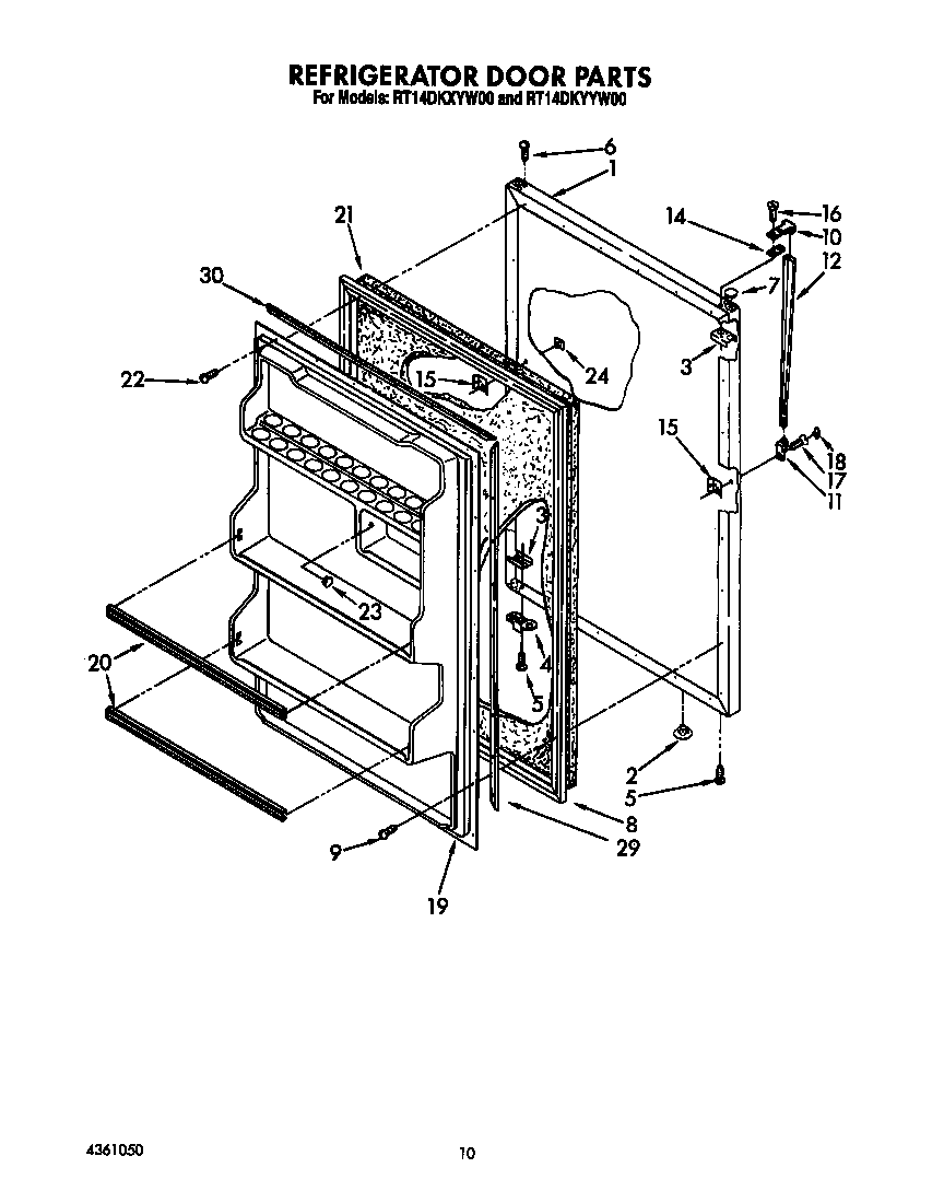 Roper RT14DKXYW00 refrigerator door diagram