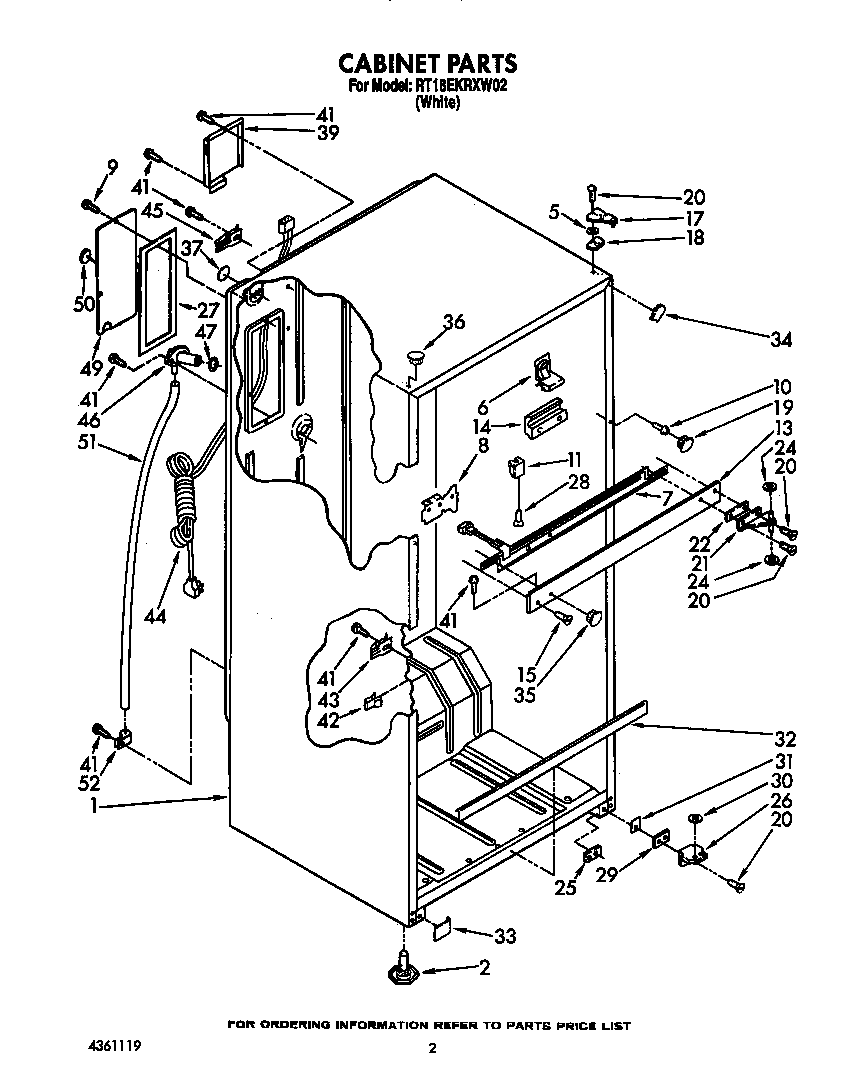 Roper RT18EKRXW02 cabinet diagram