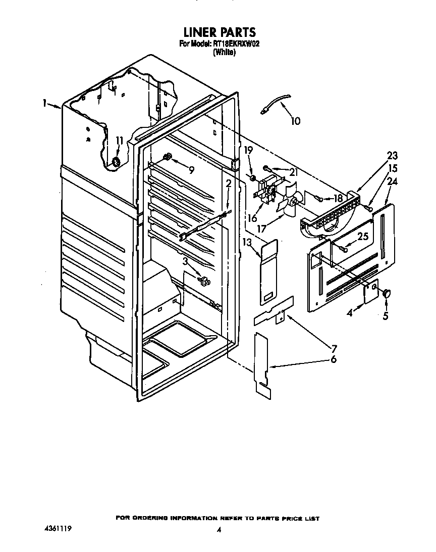 Roper RT18EKRXW02 liner diagram