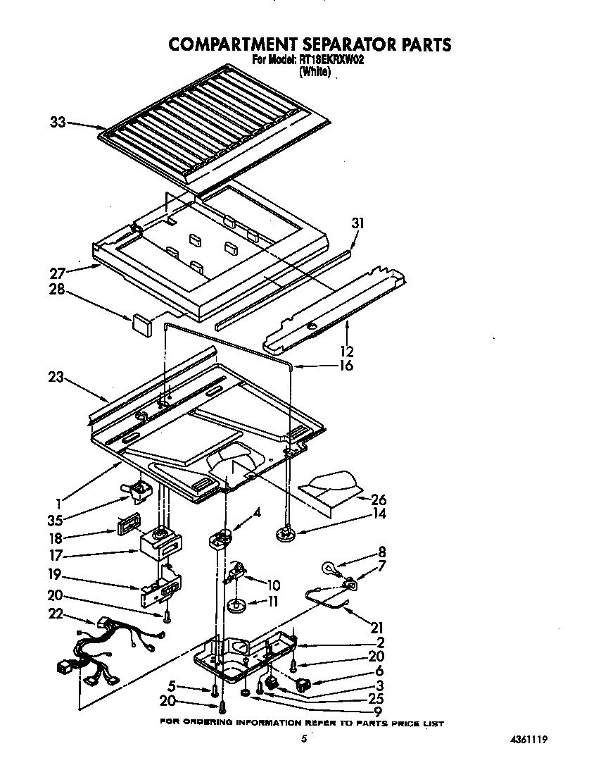 Roper RT18EKRXW02 compartment separator diagram