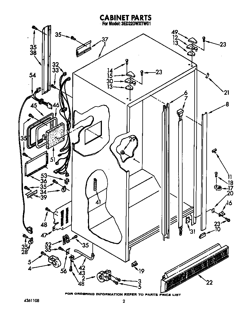 Whirlpool 3ED22DWXTW01 cabinet diagram