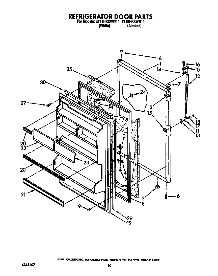 Whirlpool ET18HKXWW11 refrigerator door diagram