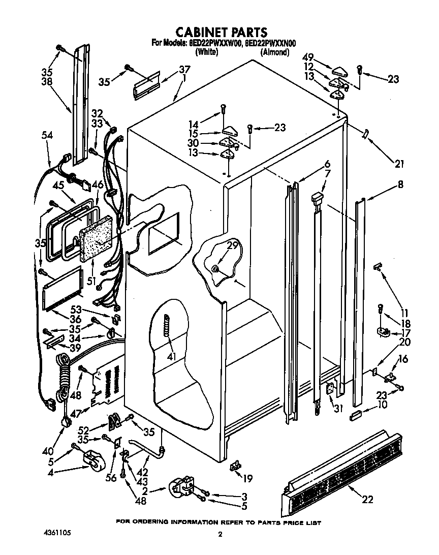 Whirlpool 8ED22PWXXW00 cabinet diagram