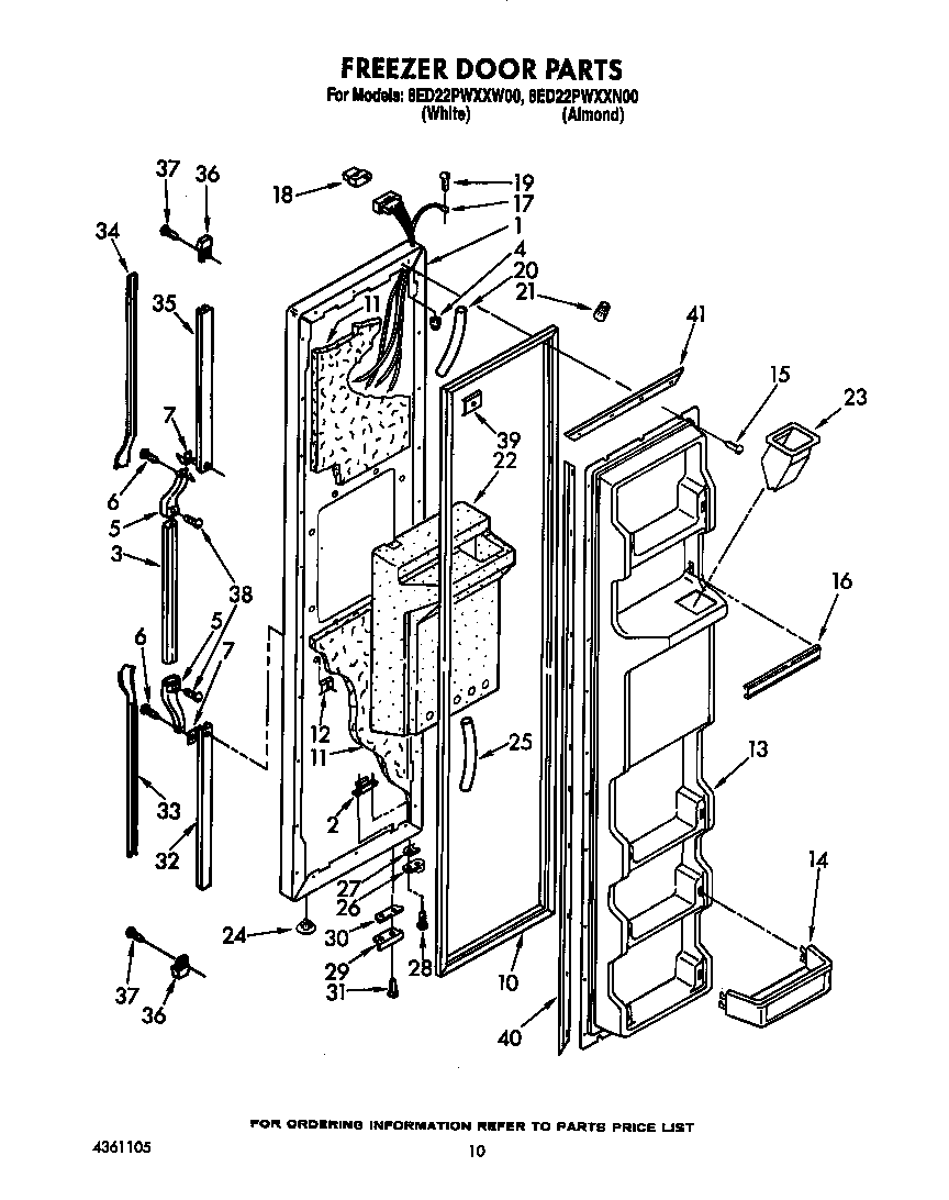 Whirlpool 8ED22PWXXW00 freezer door diagram