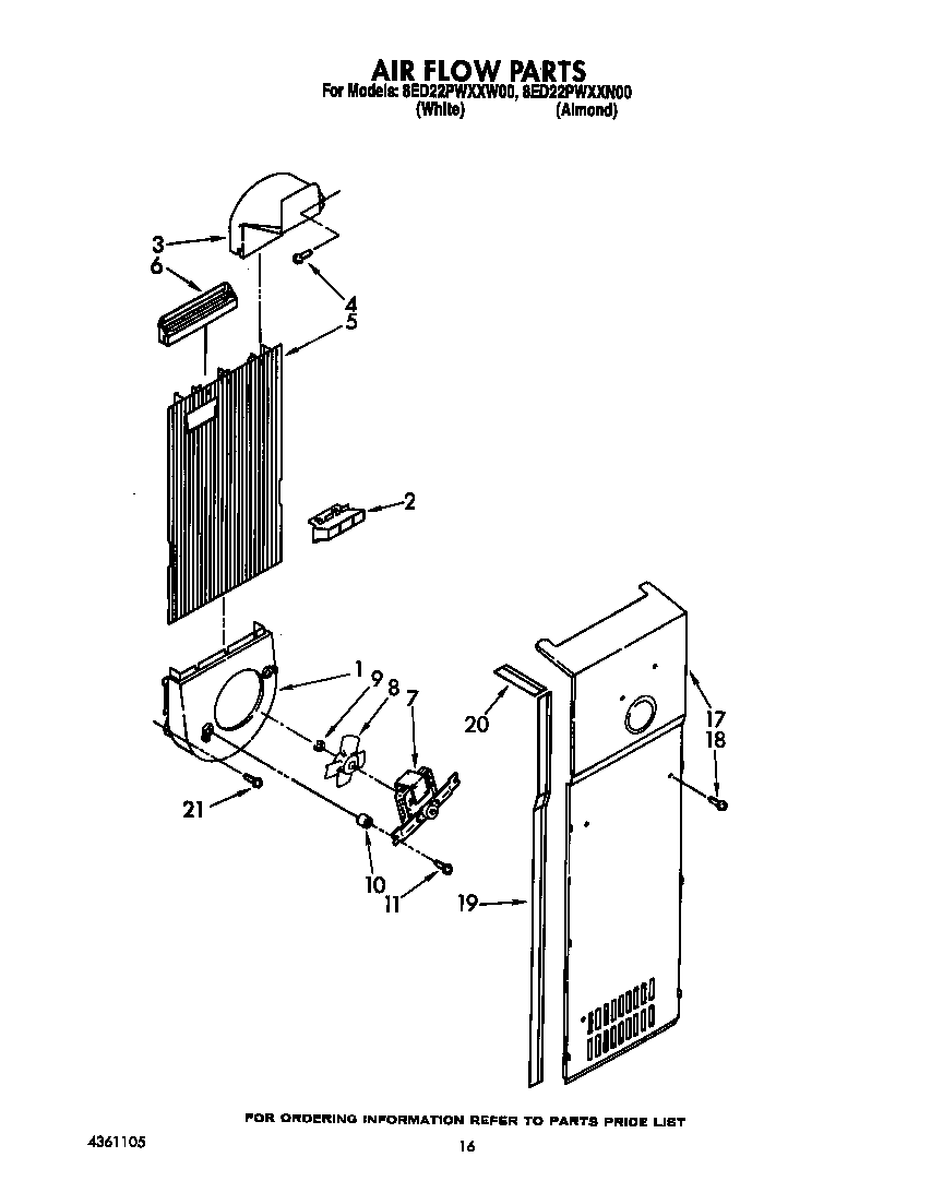 Whirlpool 8ED22PWXXW00 air flow diagram