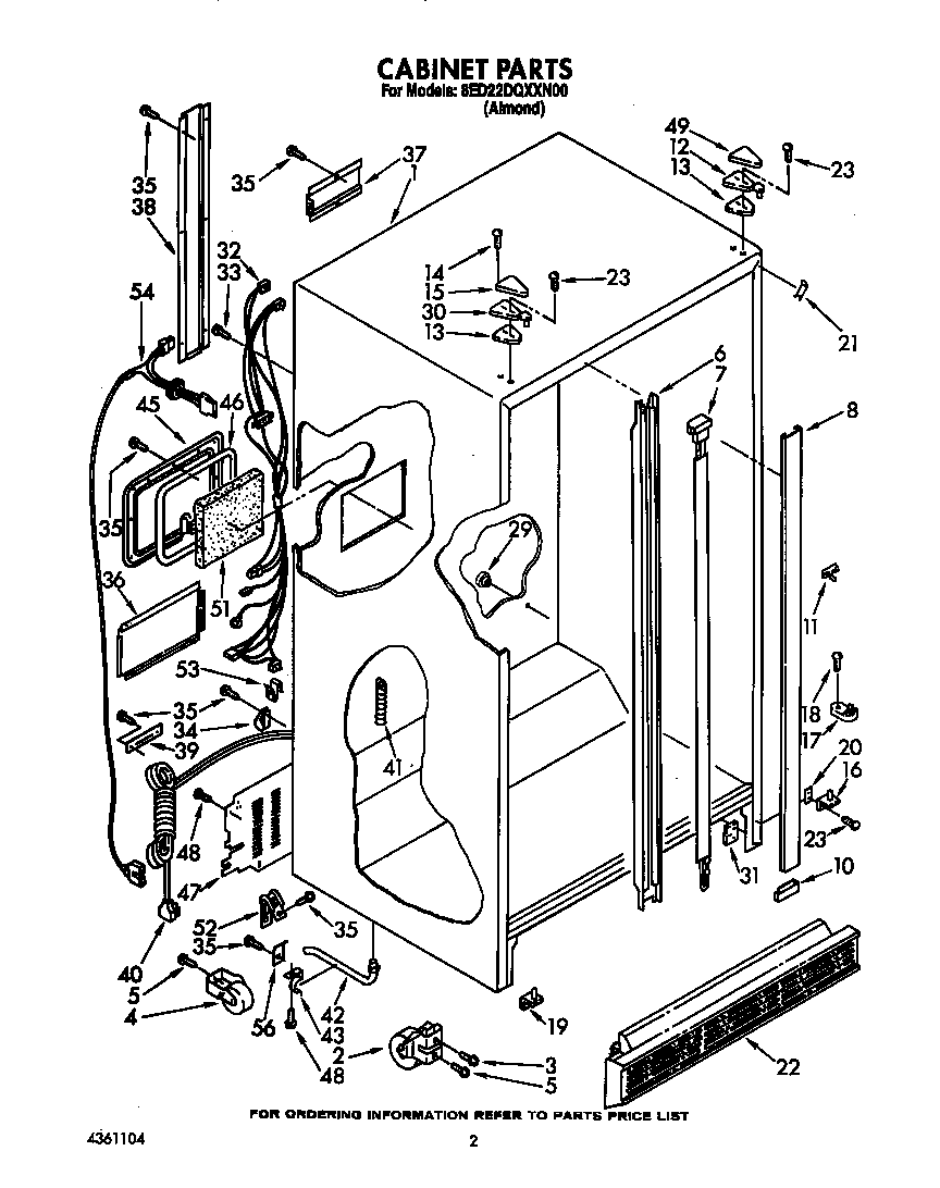 Whirlpool 8ED22DQXXN00 cabinet diagram