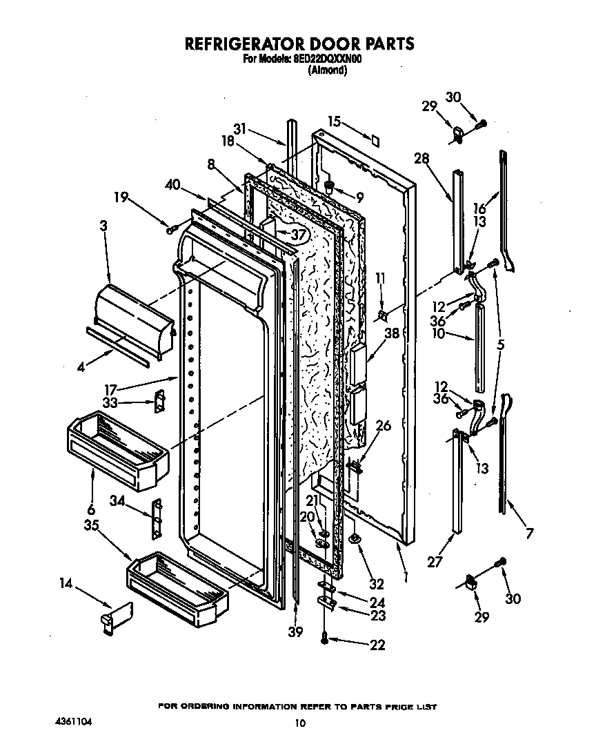 Whirlpool 8ED22DQXXN00 refrigerator door diagram