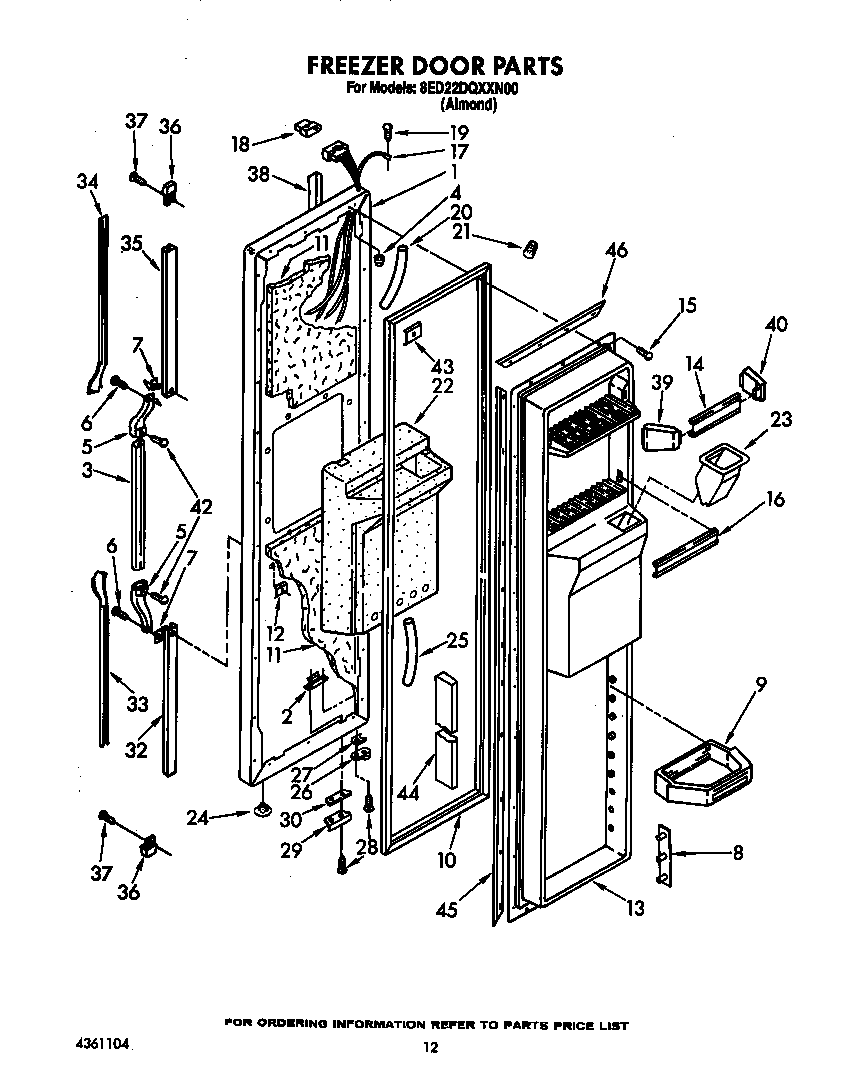 Whirlpool 8ED22DQXXN00 freezer door diagram