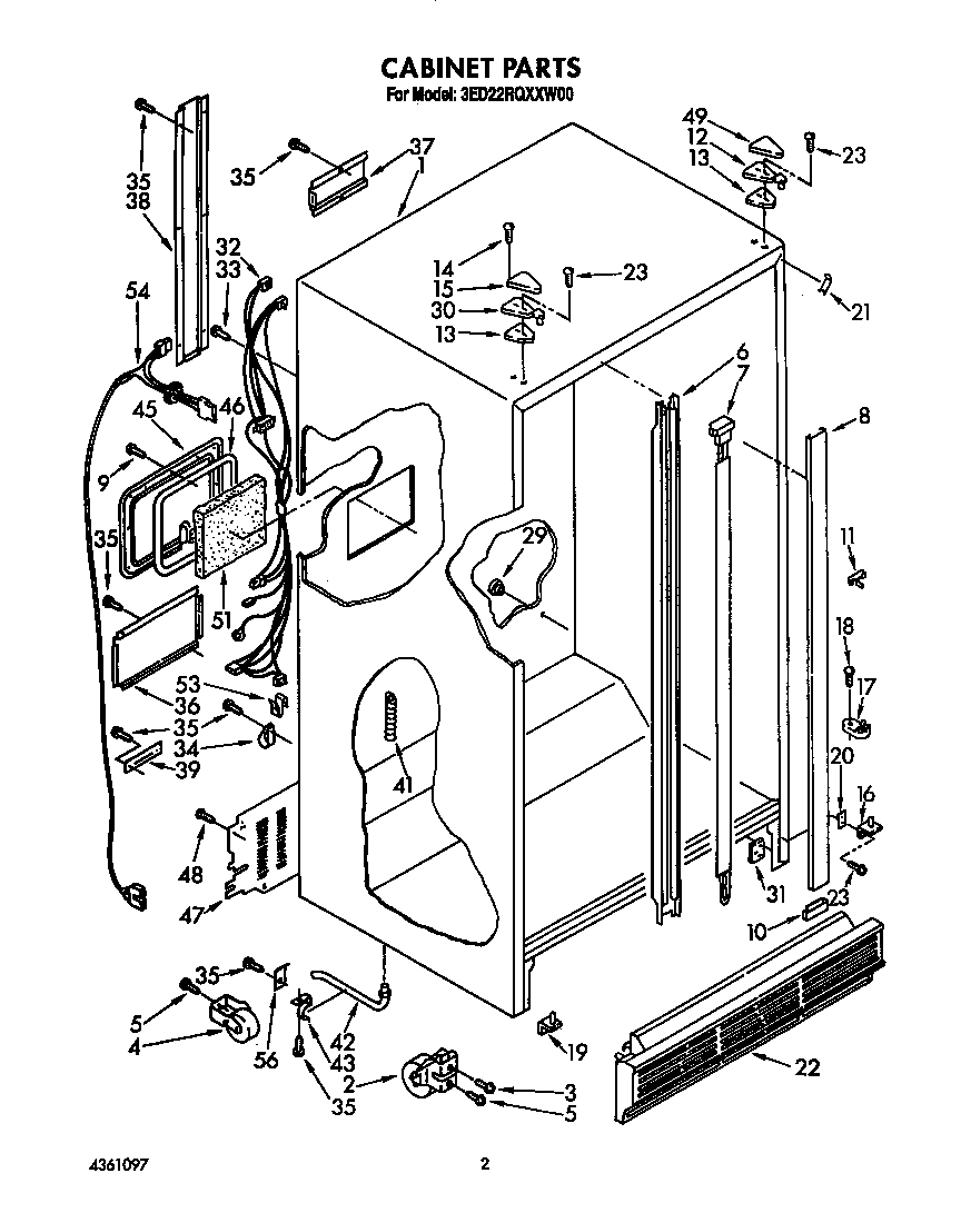 Whirlpool 3ED22RQXXW00 cabinet diagram