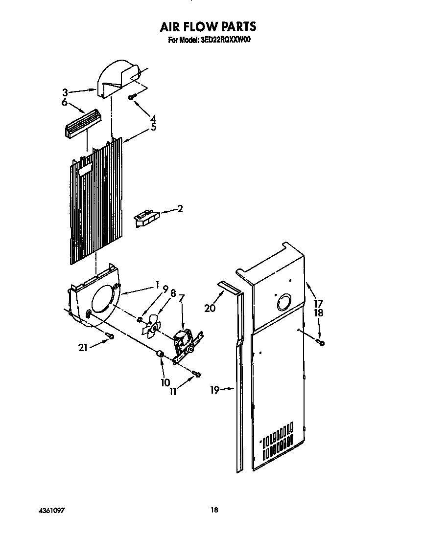 Whirlpool 3ED22RQXXW00 airflow diagram