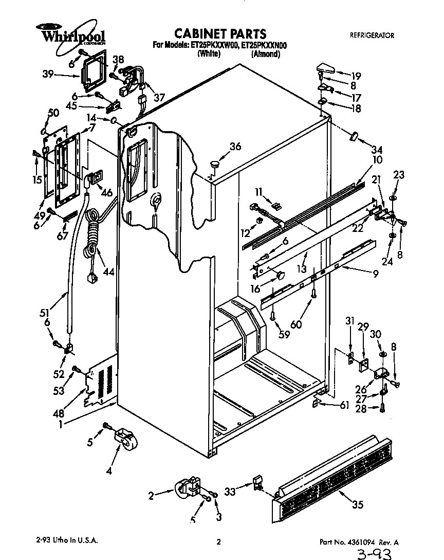 Whirlpool ET25PKXXW00 cabinet diagram