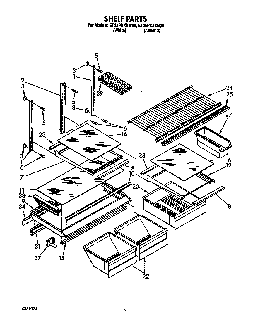 Whirlpool ET25PKXXW00 shelf diagram