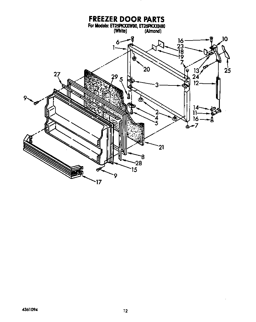 Whirlpool ET25PKXXW00 freezer door diagram
