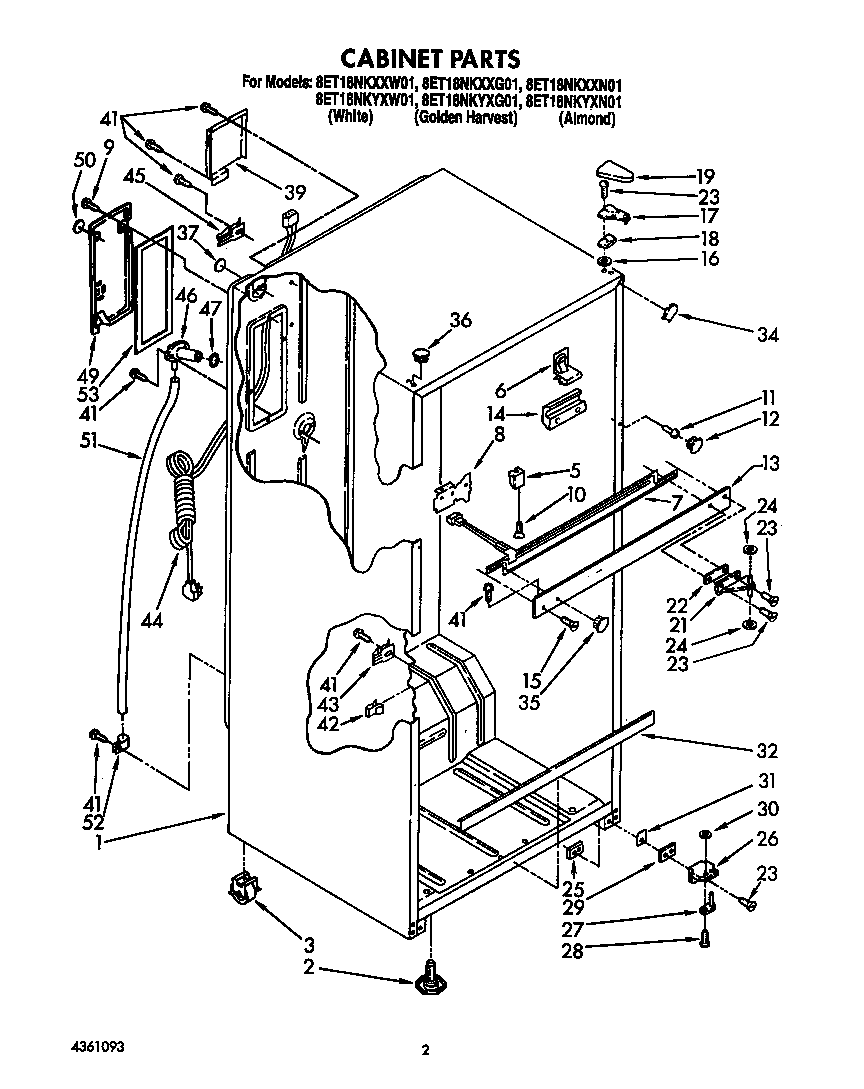Whirlpool 8ET18NKXXW01 cabinet diagram
