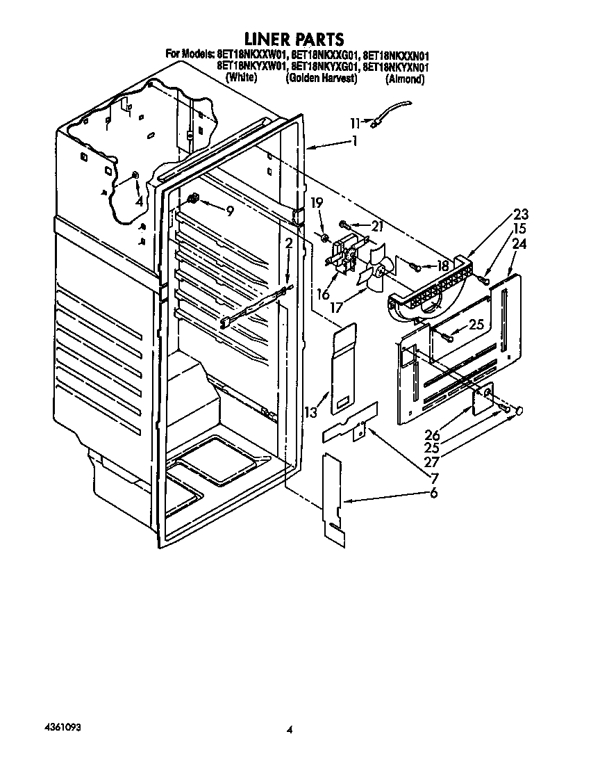 Whirlpool 8ET18NKXXW01 liner diagram