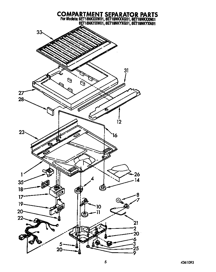 Whirlpool 8ET18NKXXW01 compartment separator diagram