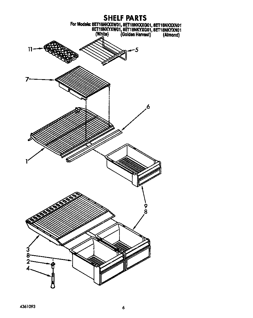 Whirlpool 8ET18NKXXW01 shelf diagram
