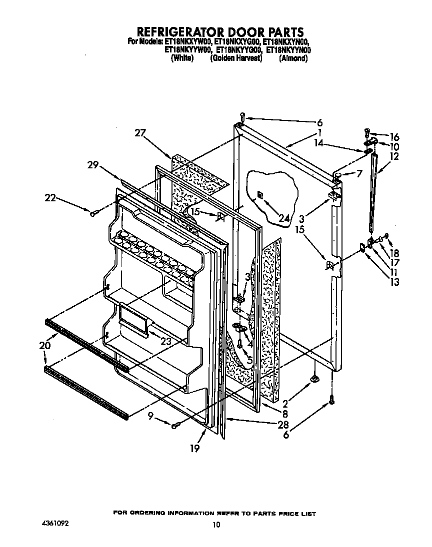 Whirlpool ET18NKYYW00 refrigerator door diagram