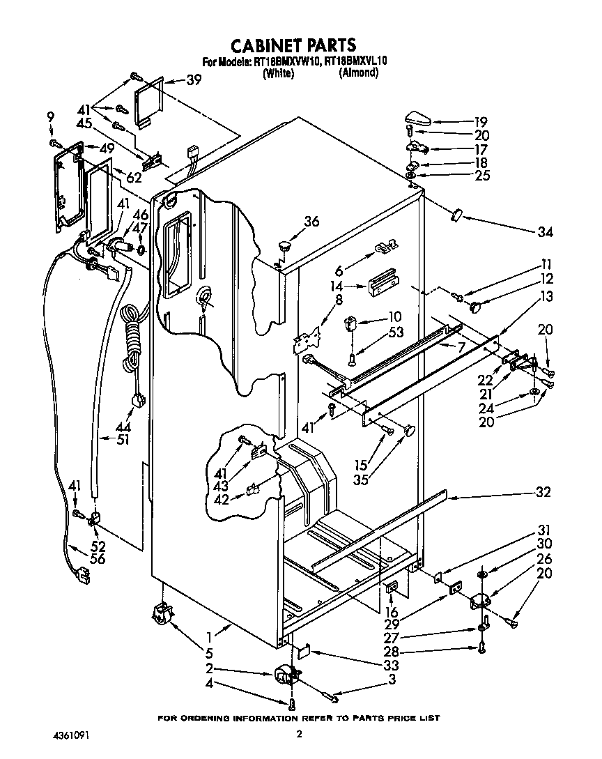 Roper RT18BMXVW10 cabinet diagram