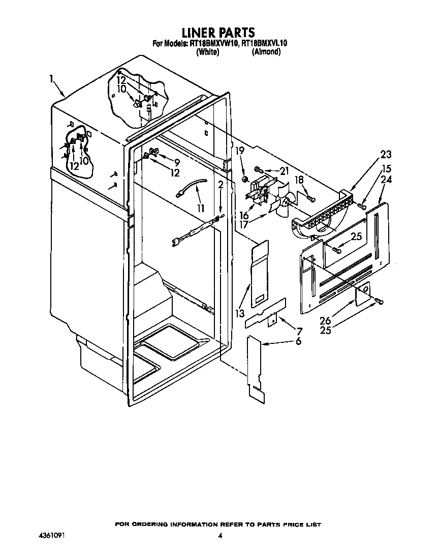 Roper RT18BMXVW10 liner diagram