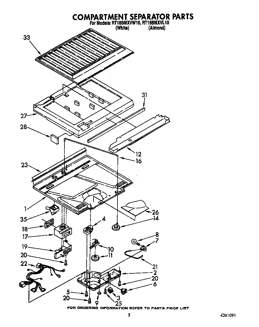 Roper RT18BMXVW10 compartment seperator diagram