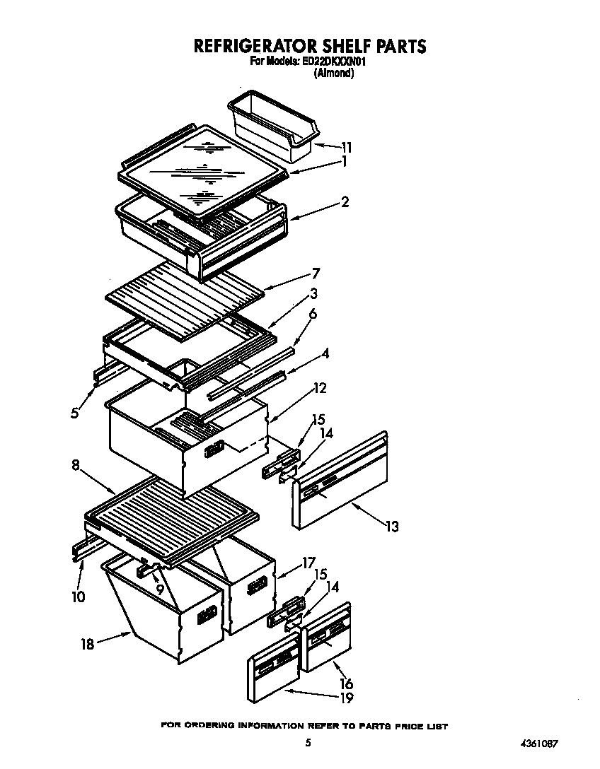 Whirlpool ED22DKXXW01 refrigerator shelf diagram