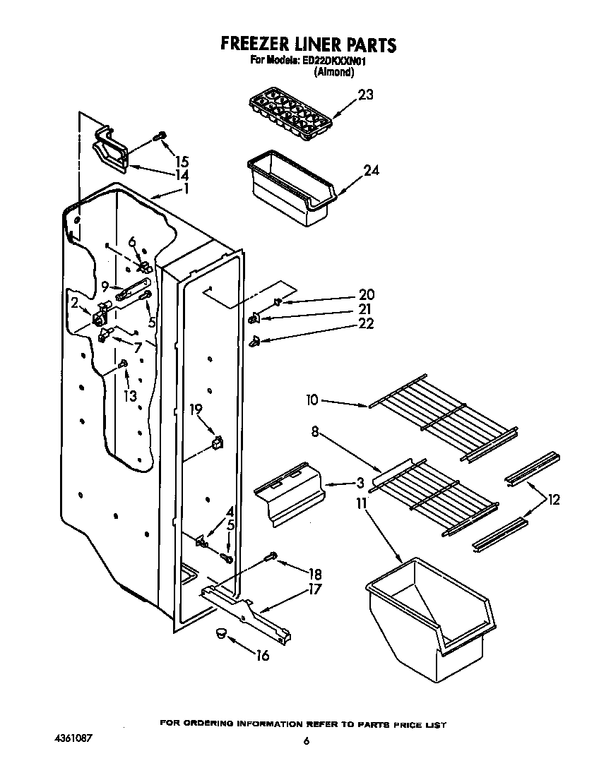 Whirlpool ED22DKXXW01 freezer liner diagram
