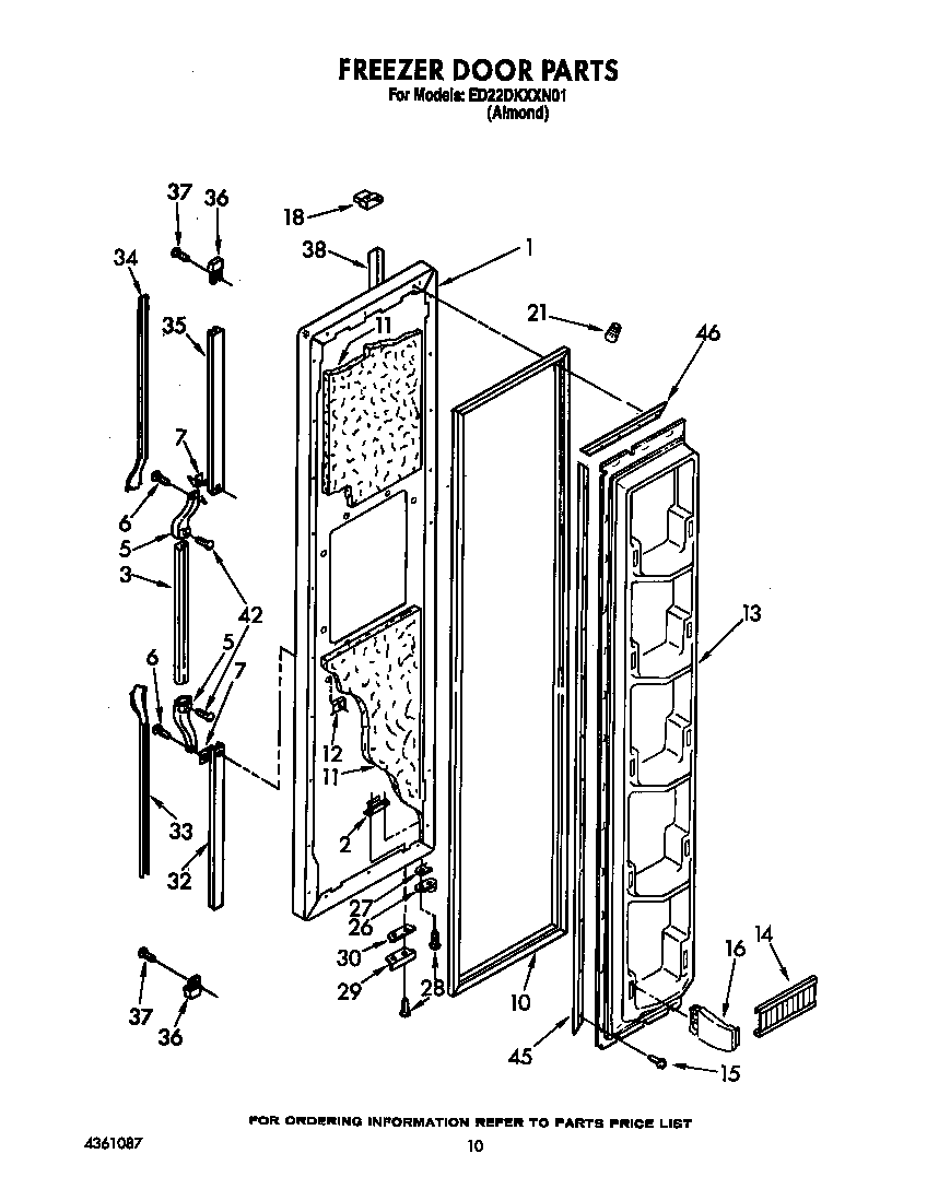Whirlpool ED22DKXXW01 freezer door diagram