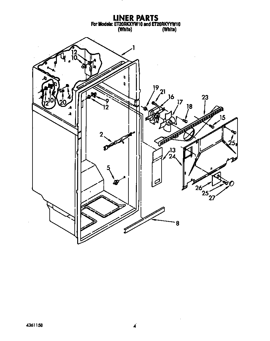 Whirlpool ET20RKYYW10 liner diagram