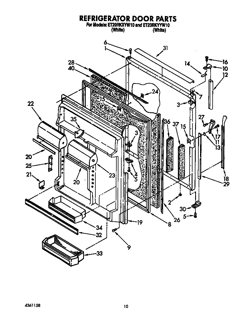 Whirlpool ET20RKYYW10 refrigerator door diagram