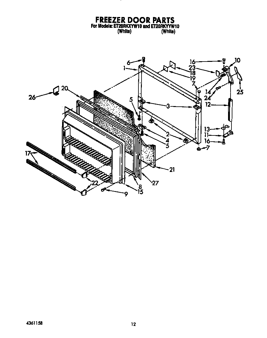 Whirlpool ET20RKYYW10 freezer door diagram