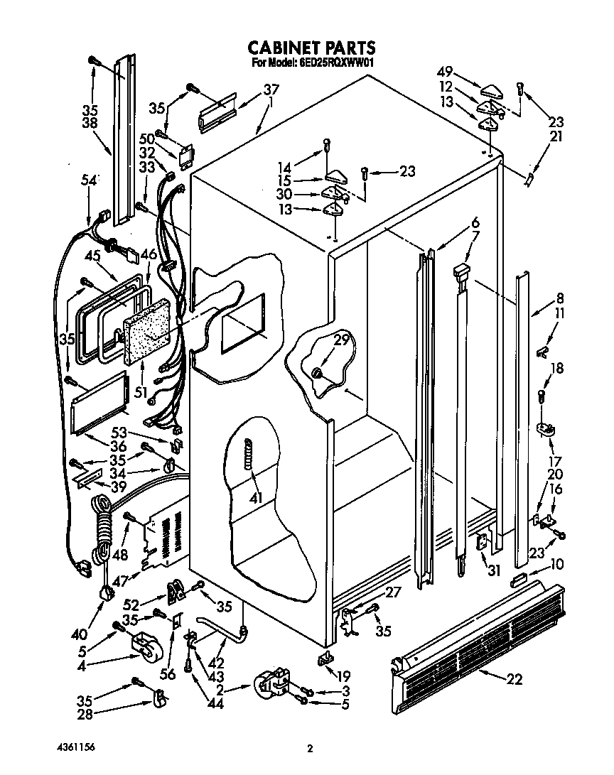 Whirlpool 6ED25RQXWW01 cabinet diagram