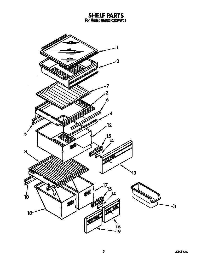 Whirlpool 6ED25RQXWW01 shelf diagram