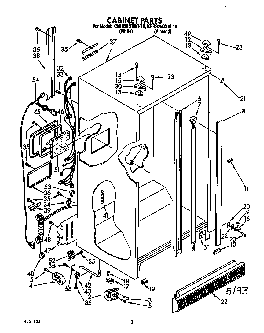 KitchenAid KSRS25QXWH10 cabinet diagram