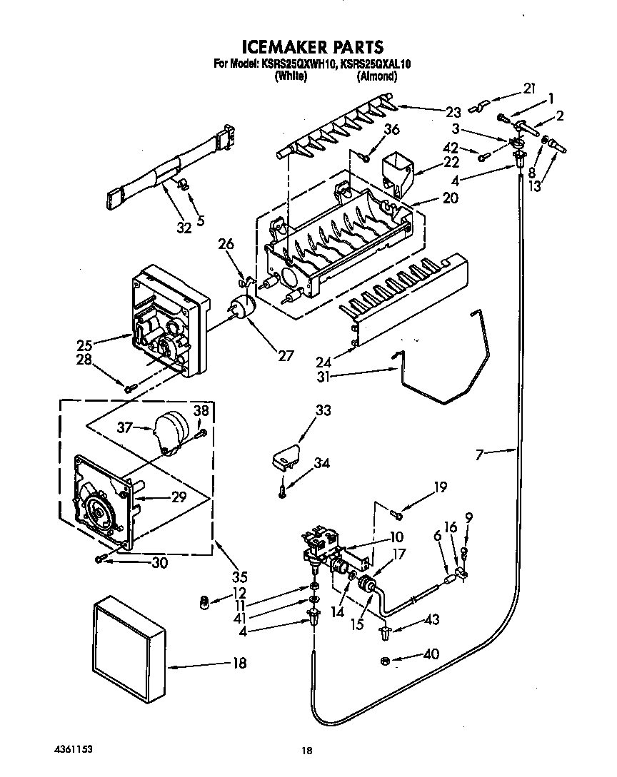 KitchenAid KSRS25QXWH10 icemaker diagram
