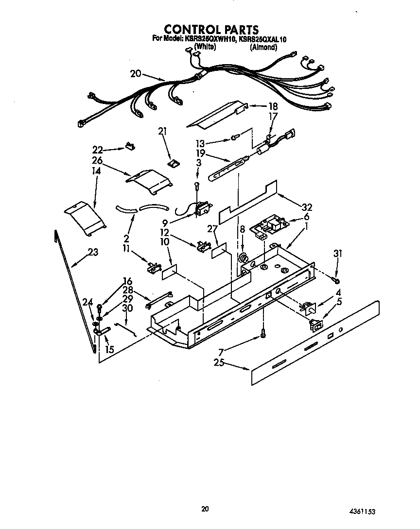 KitchenAid KSRS25QXWH10 control diagram