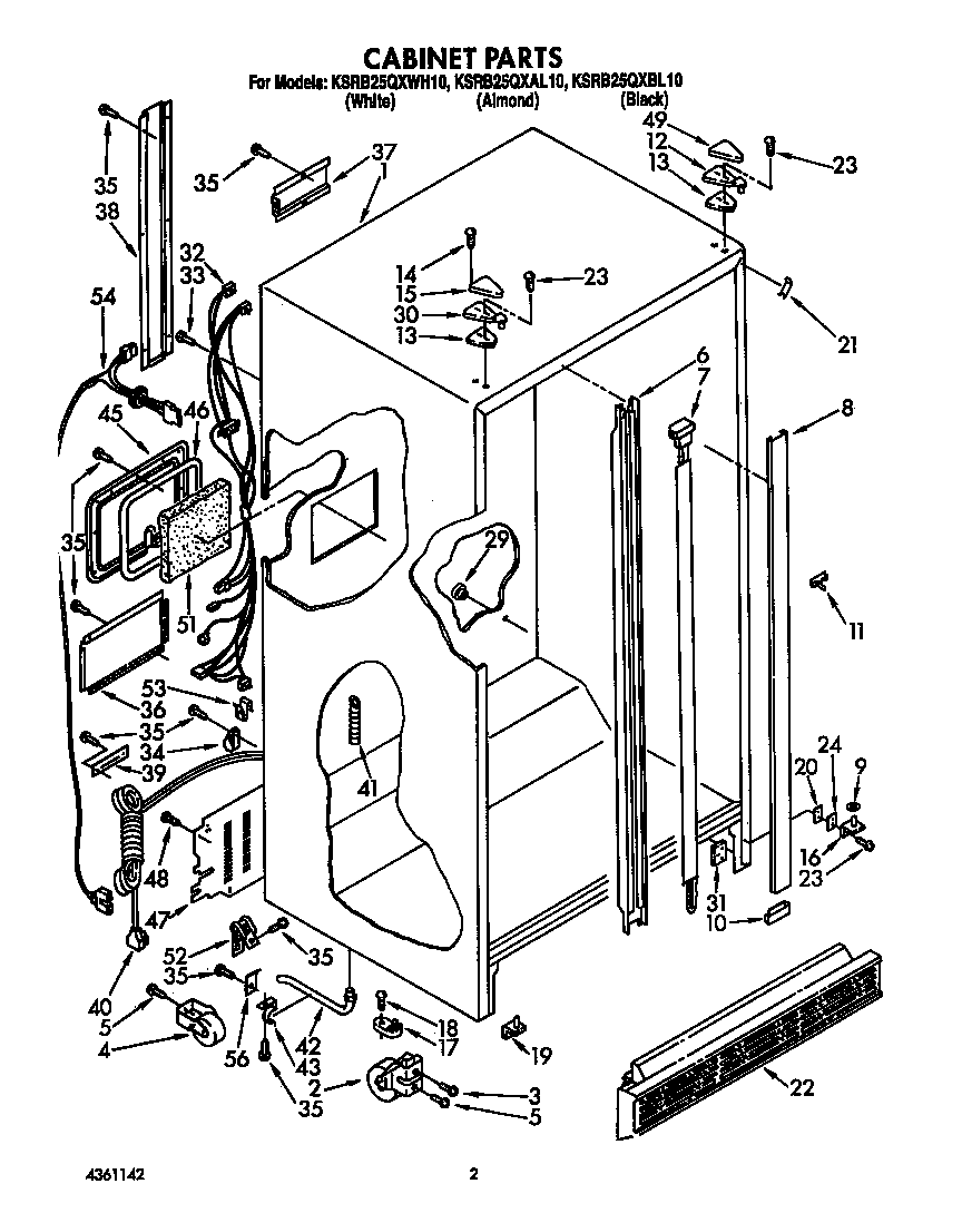 KitchenAid KSRB25QXWH10 cabinet diagram
