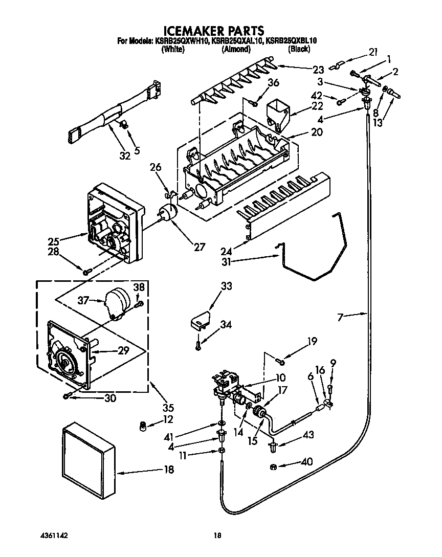 KitchenAid KSRB25QXWH10 icemaker diagram