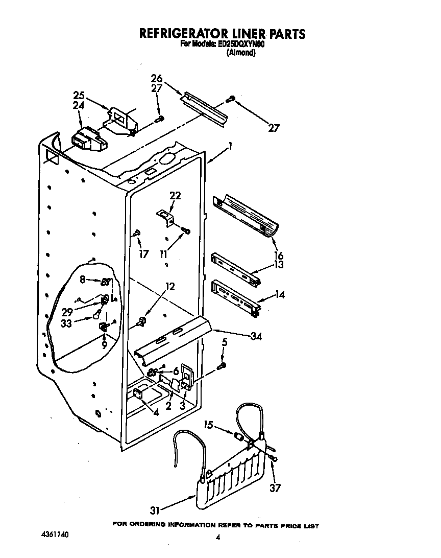Whirlpool ED25DQXYW00 refrigerator liner diagram