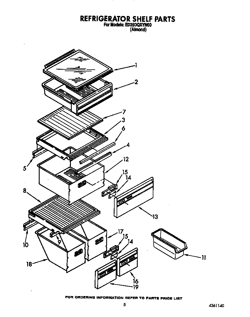 Whirlpool ED25DQXYW00 refrigerator shelf diagram
